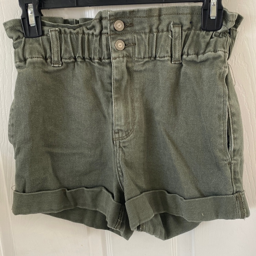 Army green mom jean shorts